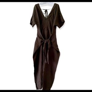 Free People Linen blend jumpsuit with ties